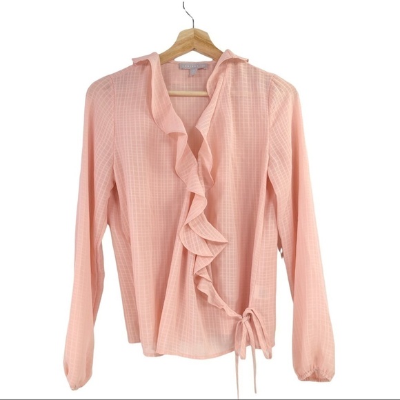 NWOT Chelsea28 - Ruffle Trim Wrap Blouse - XS - Picture 9 of 9